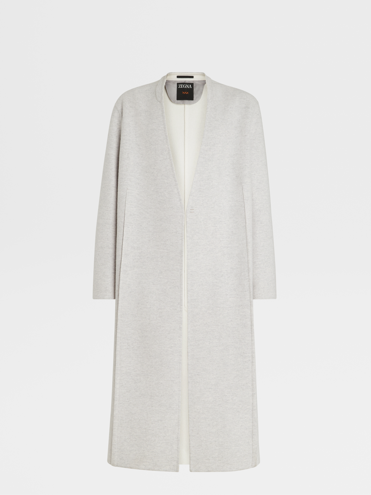 Light Grey Wool Blend Jersey Double Coat